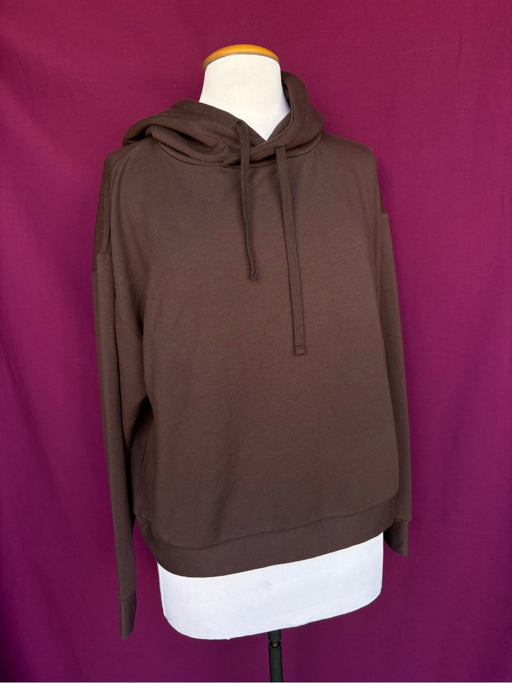 Quince NWT Deep Plum Modal Hoodie Large Quiet Luxury Loungewear